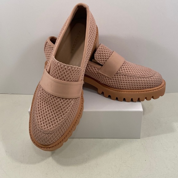 Aerosoles “Ronnie” Nude Wash Platform Creeper Loafers Shoes, Size- 7